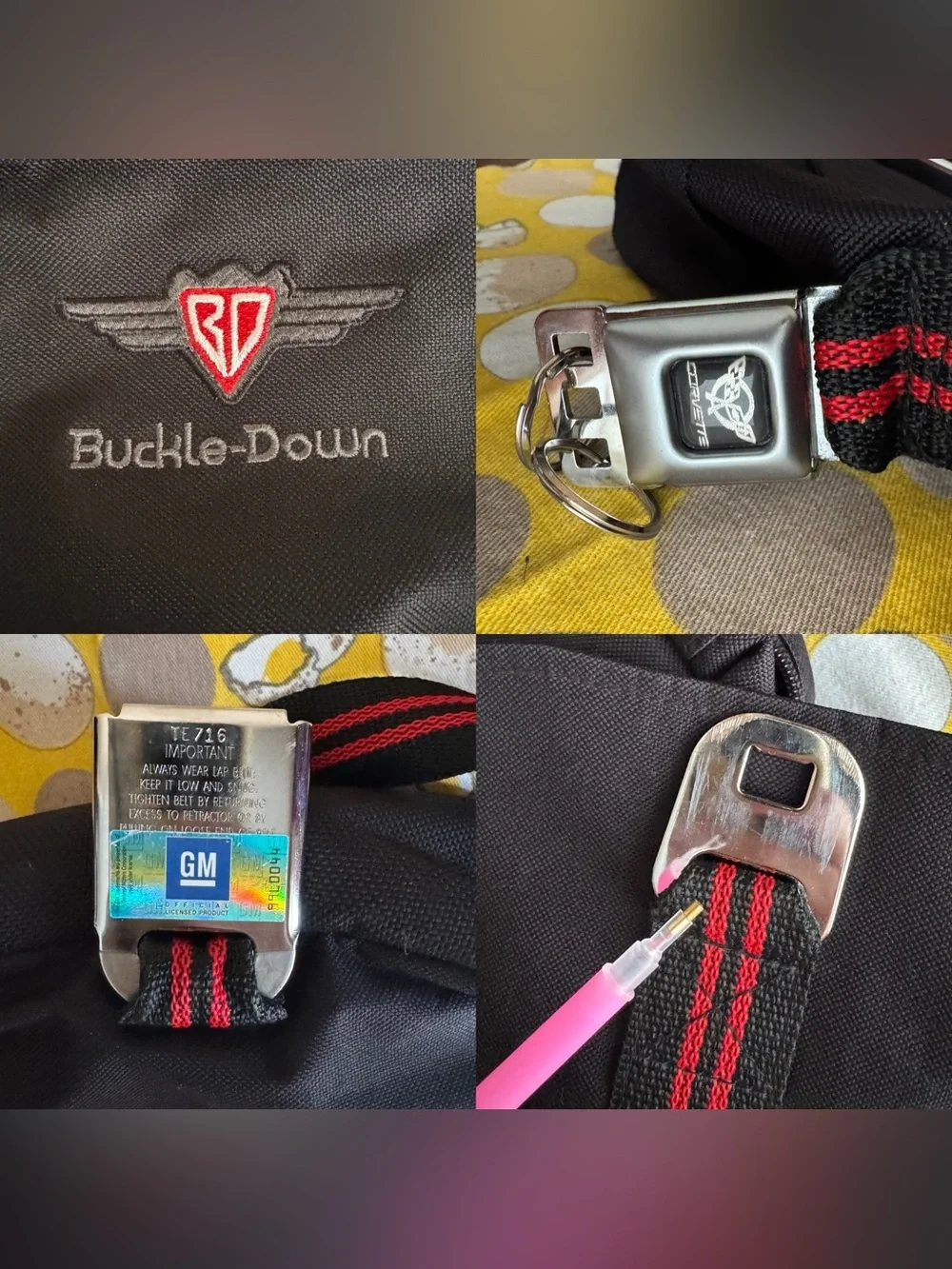 Buckle Down black and red Corvette crossbody bag